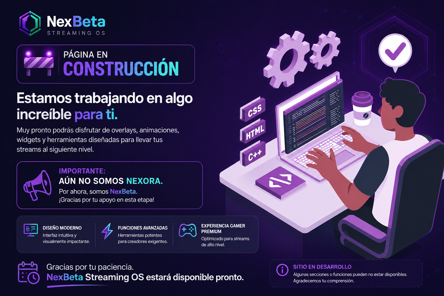 Ilustracion de NexBeta Streaming OS en construccion
